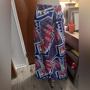 5X Geometric Print Maxi Skirt With Pockets